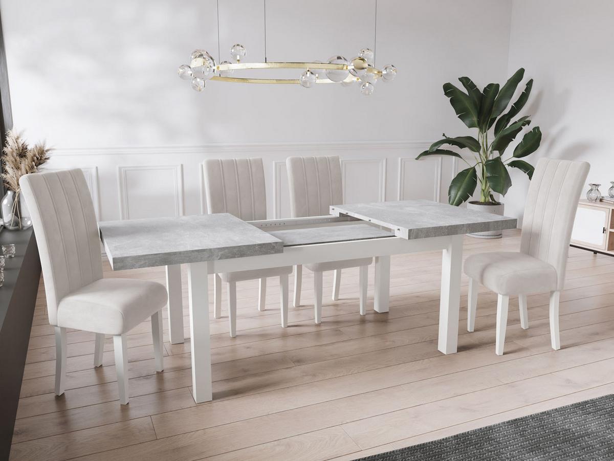 ESSTISCH Avena rechteckig ausziehbar, Grauer Beton 200/100/78 - Hellgrau/Weiß, Holz/Holzwerkstoff (100/300/78cm) - WFL GROUP