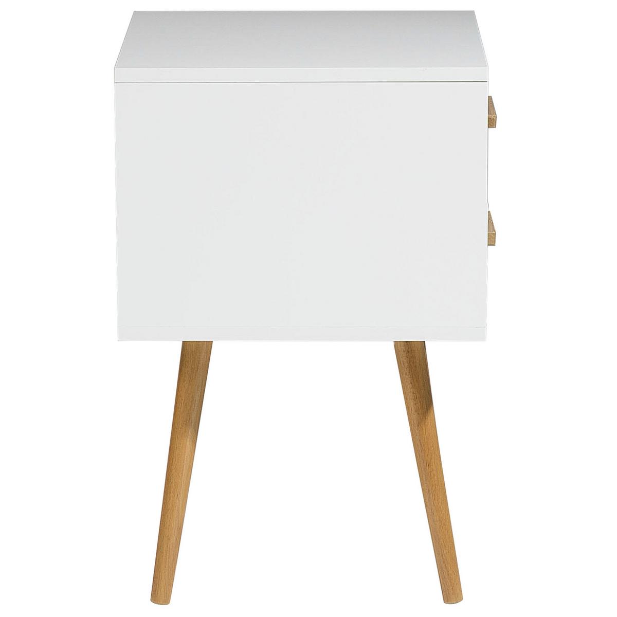 NACHTTISCH weiß 2 Schubladen Alabama - Hellbraun/Weiß, Holzwerkstoff (40/61/40cm) - Beliani