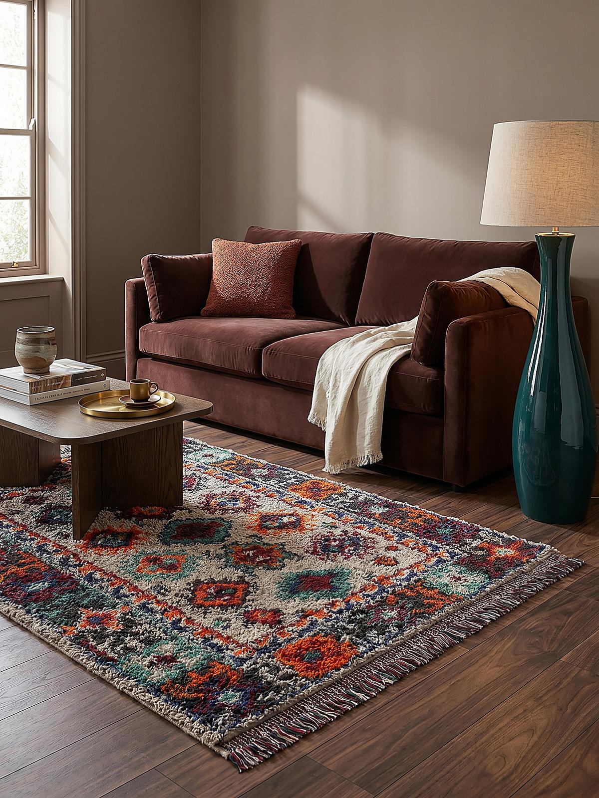 HOCHFLORTEPPICH mit Fransen TAFRAUT, im Berber-Stil, Bunt, 133 x 190 cm - Multicolor, Textil (190/133cm) - KADIMA DESIGN