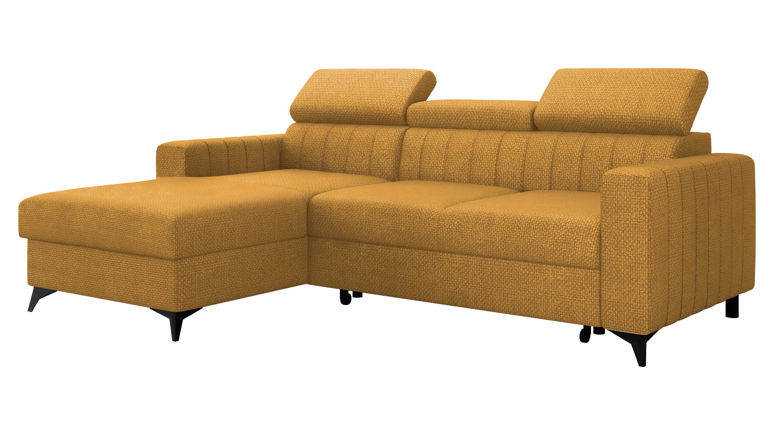 ECKSOFA Milano, Seite: Links LC+2R - Currygelb/Schwarz, Holz/Textil (236/172cm) - MIRJAN24