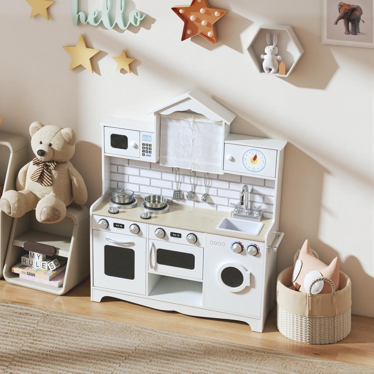 SPIELKÜCHE MDF Weiß - Weiß, Holzwerkstoff (24/79.5cm) - AIYAPLAY