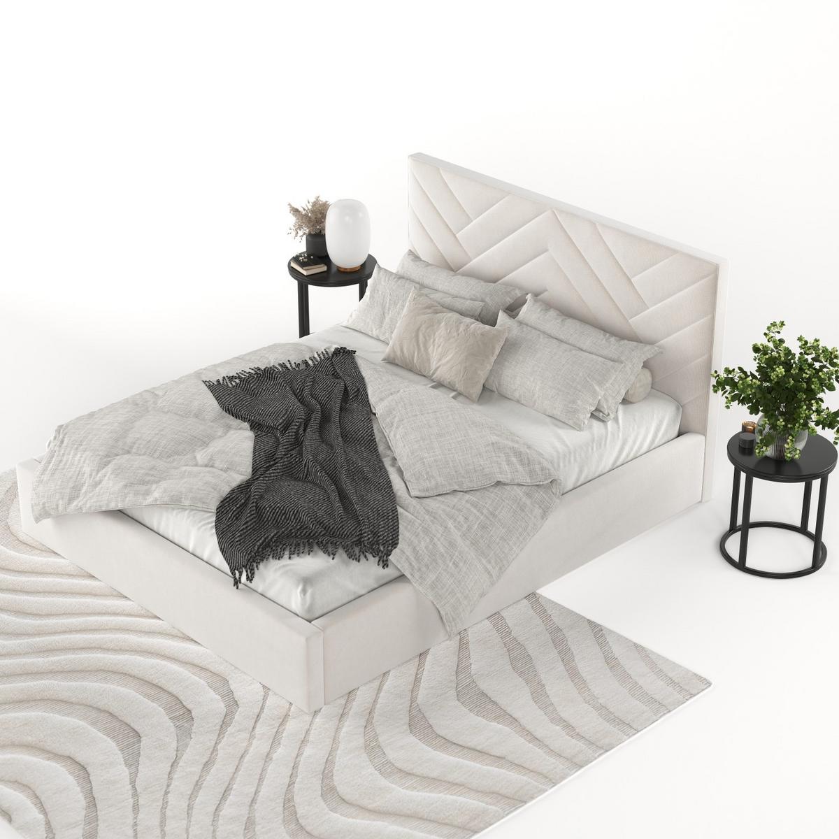 POLSTERBETT Arco 160/200 cm Creme im Paros Stoff - Creme/Schwarz, Holz/Holzwerkstoff (160/200cm) - AltaBeds