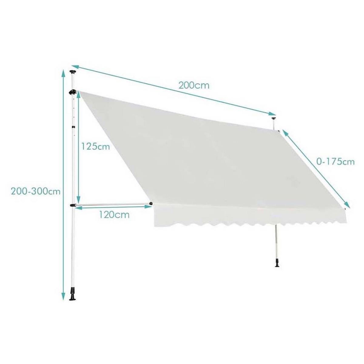 KLEMMMARKISE 200cm Beige - Beige, Metall (200/300/120cm) - COSTWAY