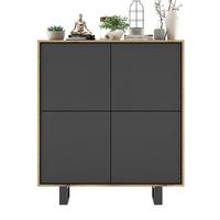 KOMMODE Apollo 4D Eiche wotan Graphit Matt 113/127/35 cm - Graphitfarben/Schwarz, Holzwerkstoff/Metall (113/127/35cm) - Meble Lindner