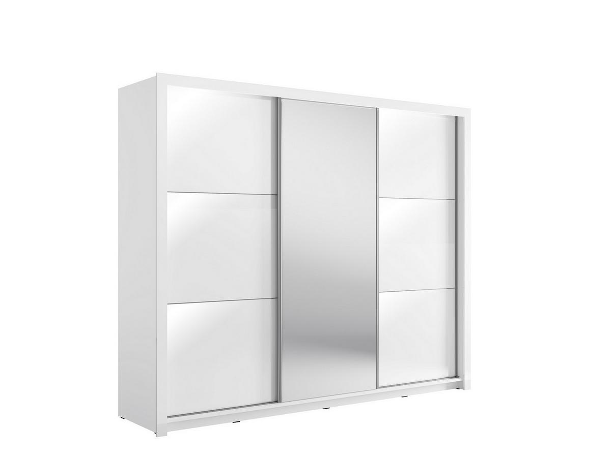 SCHWEBETÜRENSCHRANK ALVORN 257,8/212/66,6cm 3-türig mit Spiegel Weiß - Weiß, Holzwerkstoff (257.8/212/66.6cm) - MASSENO