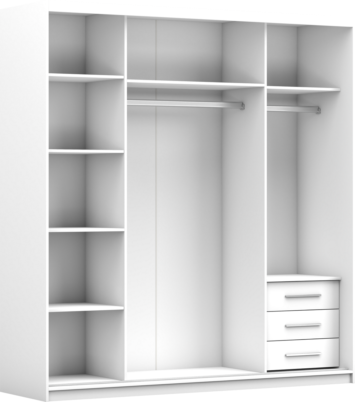 SCHWEBETÜRENSCHRANK 203/218/61 cm 2-türig Pola 42 B Weiß/Weiß - Alufarben/Weiß, Glas/Holzwerkstoff (203/218/61cm) - imoebel24