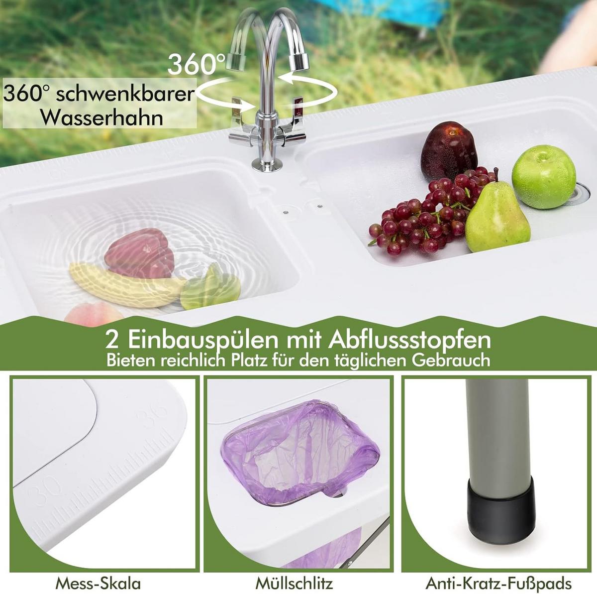 FISCHREINIGUNGSTISCH Weiß - Weiß, Kunststoff (65.5/101.5/107.5cm) - COSTWAY