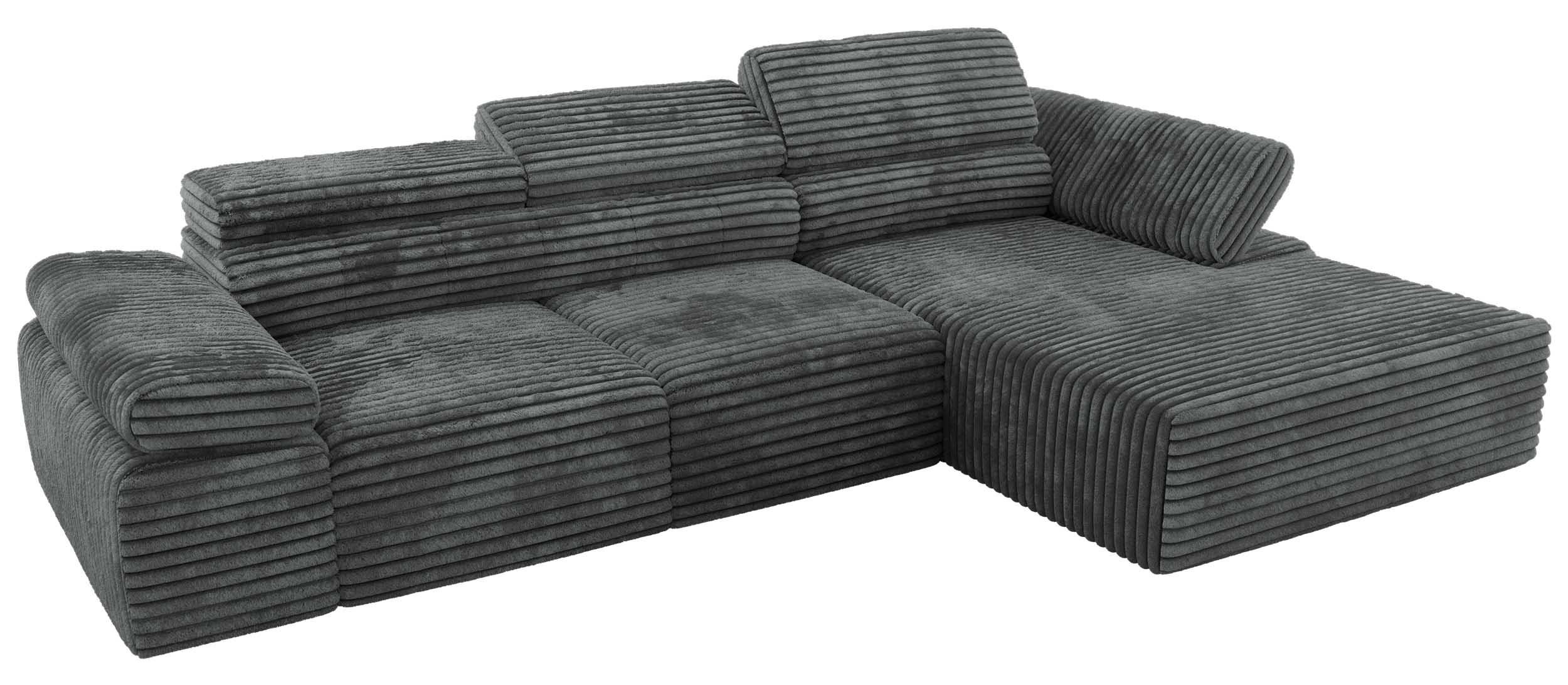 ECKSOFA RILASSO L Dunkelgrau Cord - rechts - Dunkelgrau/Schwarz, Kunststoff/Textil (174/296cm) - MKS