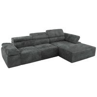 ECKSOFA RILASSO L Dunkelgrau Cord - rechts - Dunkelgrau/Schwarz, Kunststoff/Textil (174/296cm) - MKS