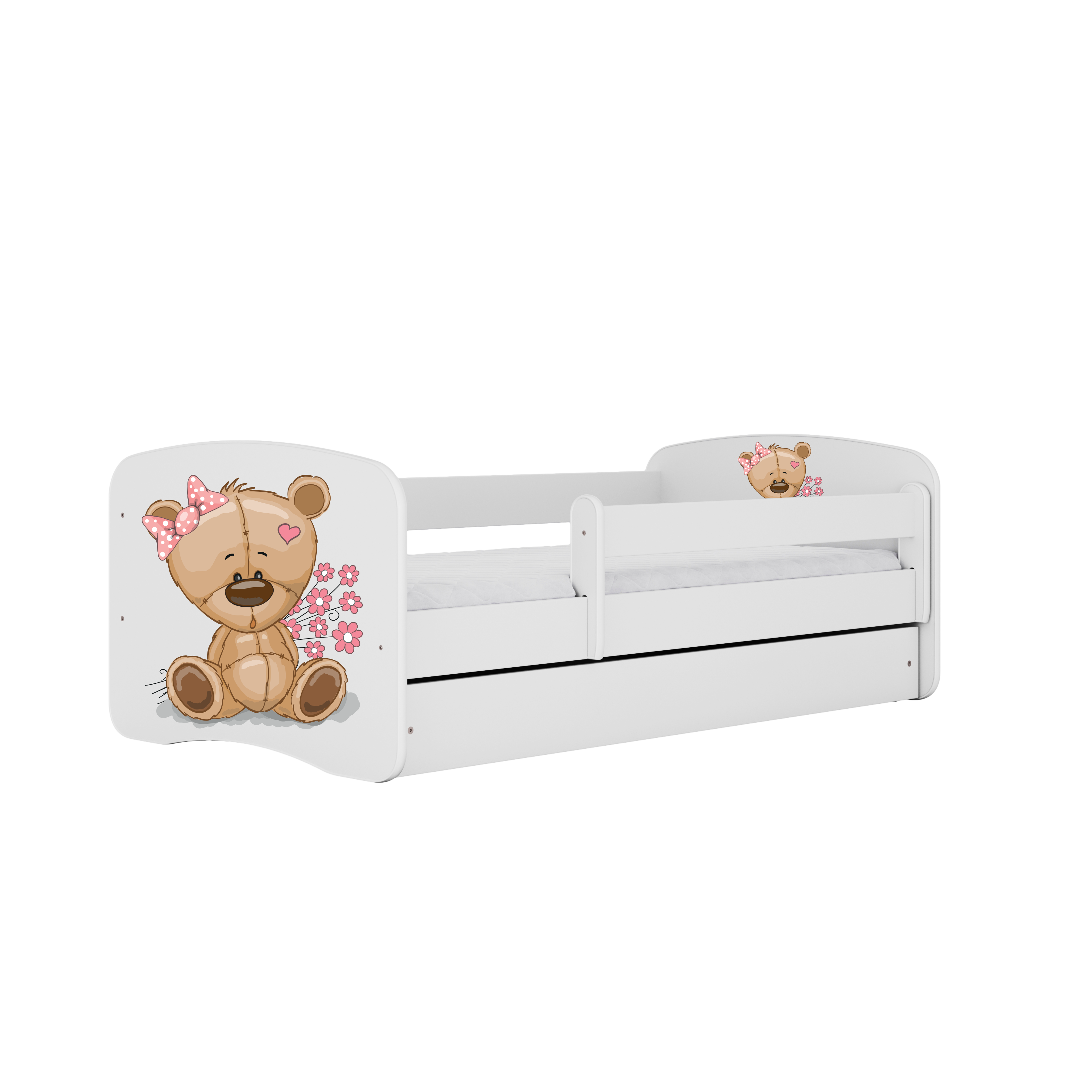 KINDERBETT Teddybärblumen mit Schublade 180/80 90/61/184 - Weiß, Holzwerkstoff (80/180cm) - RAUMHIRSCH FURNITURE
