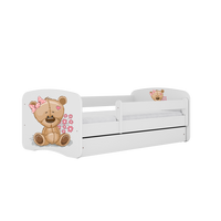 KINDERBETT Teddybärblumen mit Schublade 140/70 80/61/144 - Weiß, Holzwerkstoff (70/140cm) - RAUMHIRSCH FURNITURE
