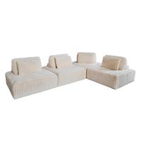 MODULSOFA WIOLO SOFT 4 MODULE 4 KISSEN Cremeweiß Cord - Creme/Schwarz, Kunststoff/Textil (333/84/222cm) - KAWOLA