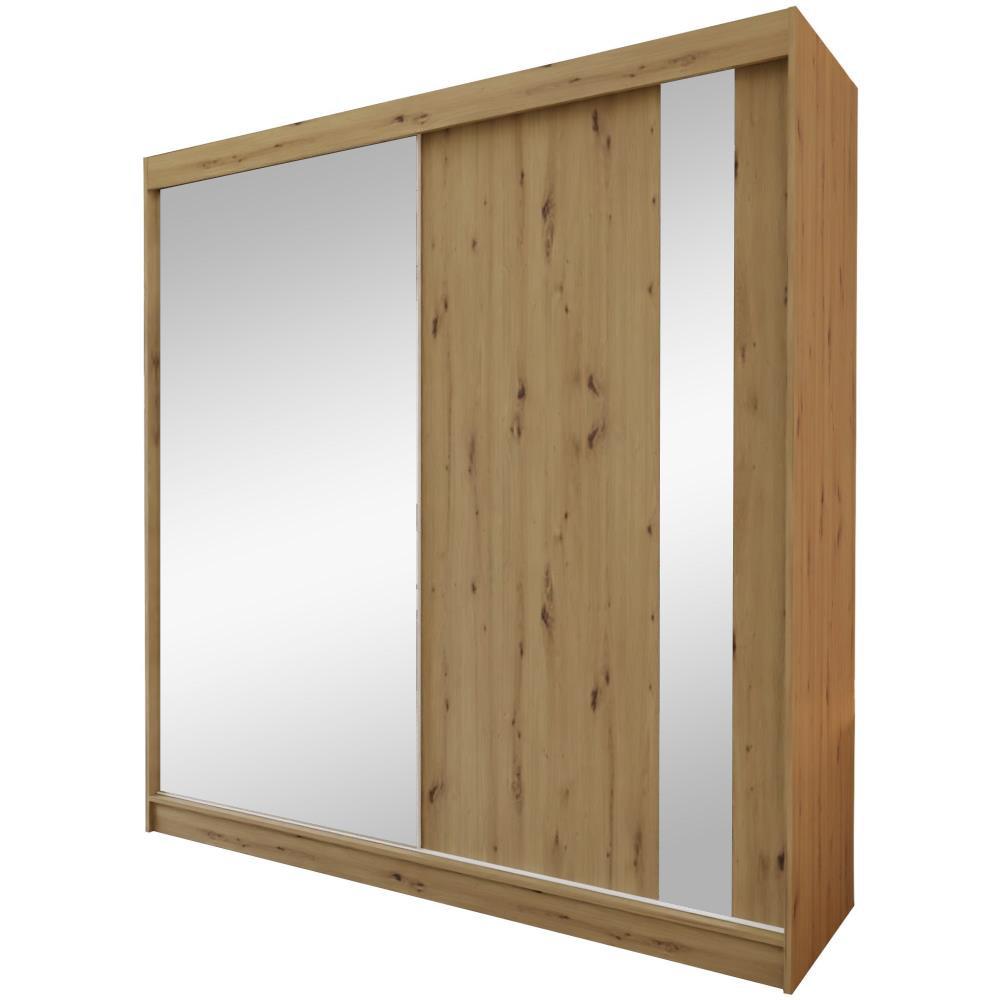 SCHWEBETÜRENSCHRANK Gaja II 200/216/61 eiche Artisan mit Spiegel und Schubladen - Eiche Artisan, Holzwerkstoff (200/216/61cm) - Beautysofa
