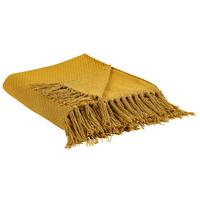 DECKE Senfgelb Yarsa 125/150 cm - Dunkelgelb, Naturmaterialien/Textil (125/150cm) - Beliani