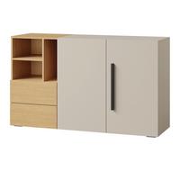 KOMMODE Largo mit 2 Türen, 2 Schubladen und offenen Fächern, 135 cm, für Jugendzimmer, Kaschmir/Frühlings-Eiche - Kaschmir/Eichefarben, Holzwerkstoff (135/80/40cm) - Beautysofa