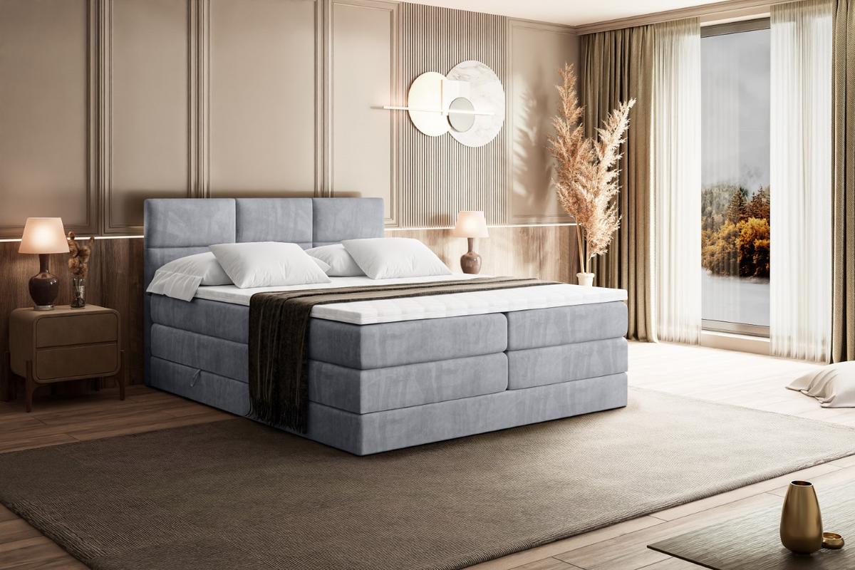BOXSPRINGBETT OHIO KING - 180x200 - H3/H4 - Hellgrau - Hellgrau, Holzwerkstoff (180/200cm) - ALTDECOR