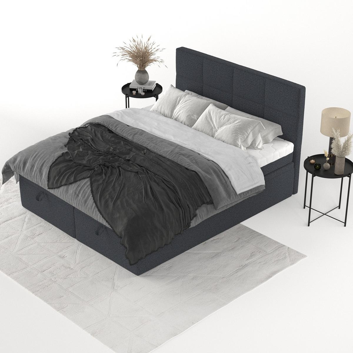 BOXBETT Tessa 180/200 cm Anthrazit im Riva Stoff - Anthrazit/Schwarz, Holz/Holzwerkstoff (180/200cm) - AltaBeds