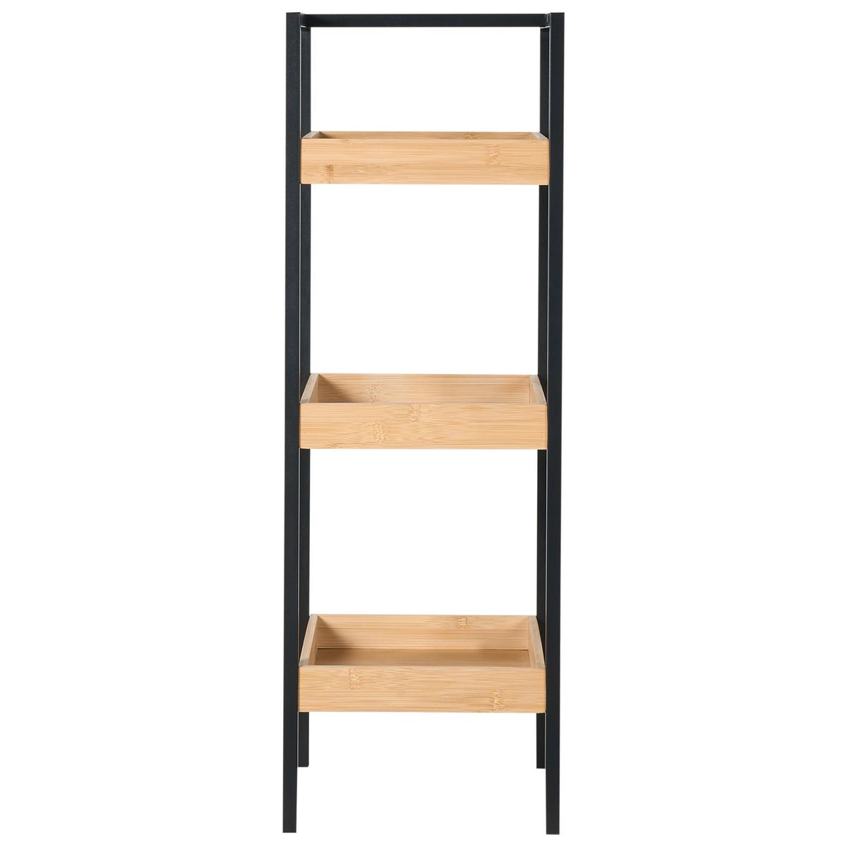 REGAL mit 3 Ebenen Bambus Hellbraun Tajzara - Hellbraun/Schwarz, Holz (30/90/30cm) - Beliani