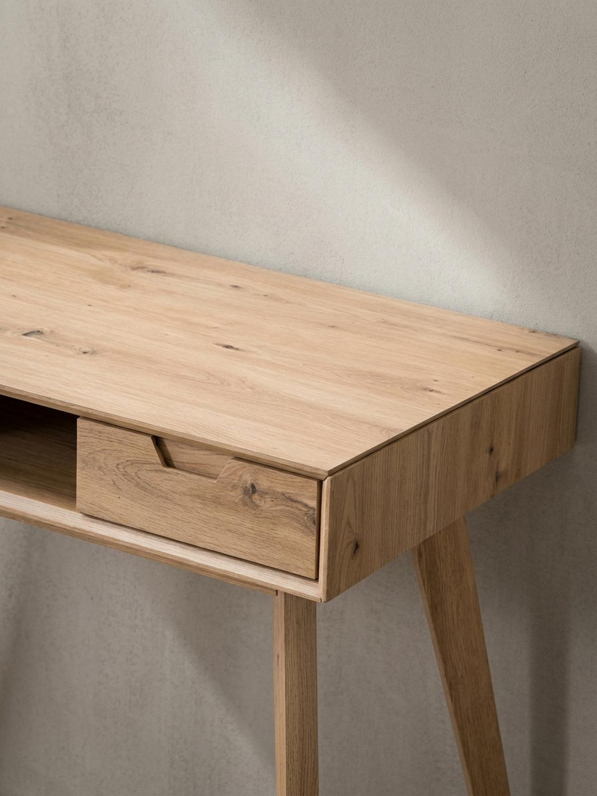 SCHREIBTISCH – Eiche-Dekor, 120x55x77 cm, Stauraum, Skandinavischer Stil, Massivholzbeine - Eichefarben/Braun, Holz (120/55/77cm) - KADIMA DESIGN