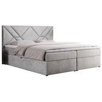 BOXBETT NEOMI 140/200 - Hellgrau Velvet - H3 - Visco - Hellgrau, Holz/Textil (140/200cm)