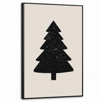 LEINWAND Bilder mit Rahmen - Weihnachtsbaum - Schwarz - Urlaub - Beige - 60x90 - Schwarz, Textil (60/90cm) - MuchoWow