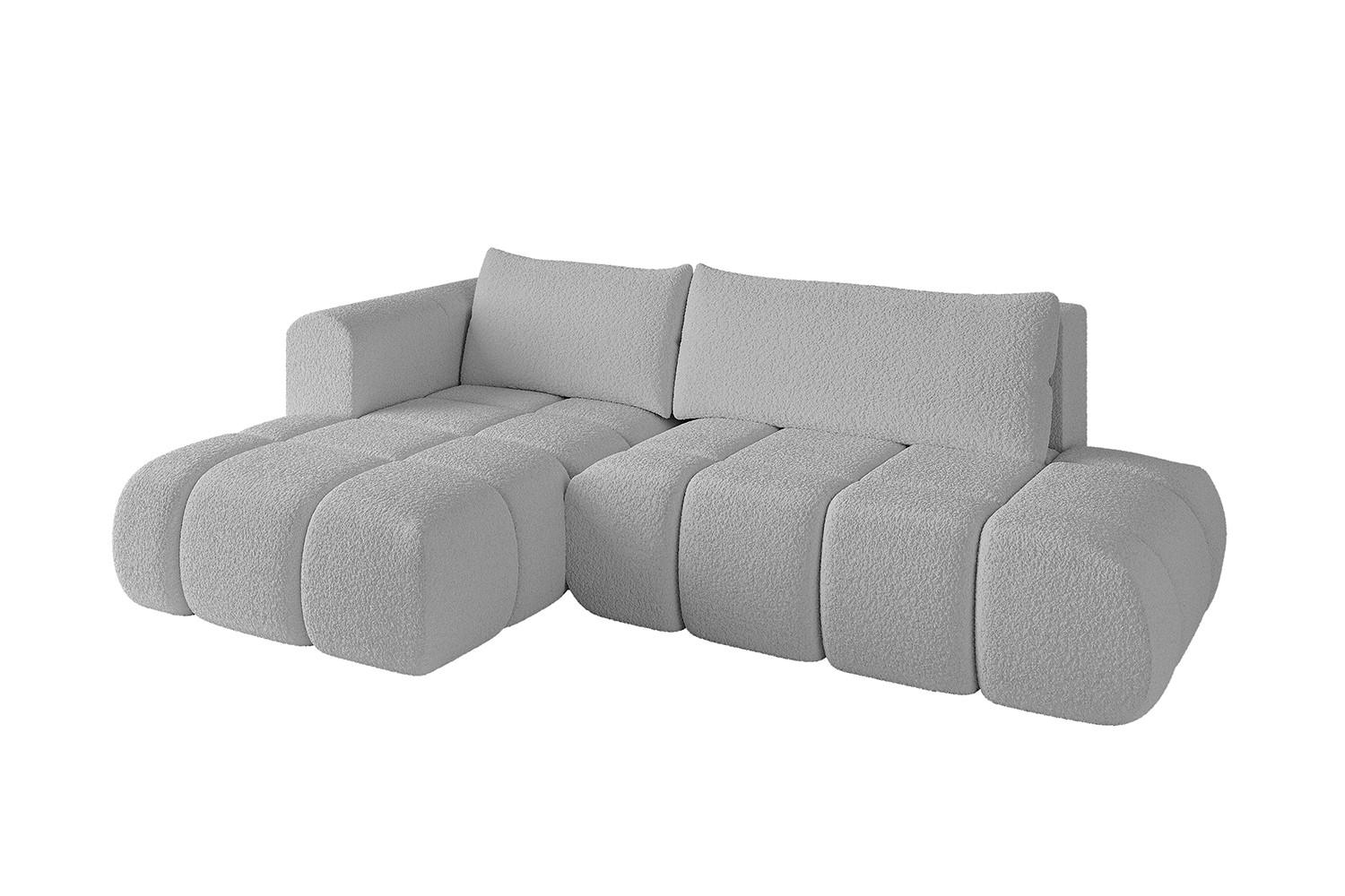 ECKSOFA Ottomane Links CLOUD-L 280x185x90 Hellgrau Bouclé - Hellgrau, Holzwerkstoff/Kunststoff (280/185cm) - ALTDECOR