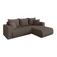 ECKSOFA mit Schlaffunktion Ottomane Rechts MILA-L 277x194x86 Braun Bouclé - Schwarz/Braun, Holzwerkstoff/Kunststoff (277/194cm) - ALTDECOR