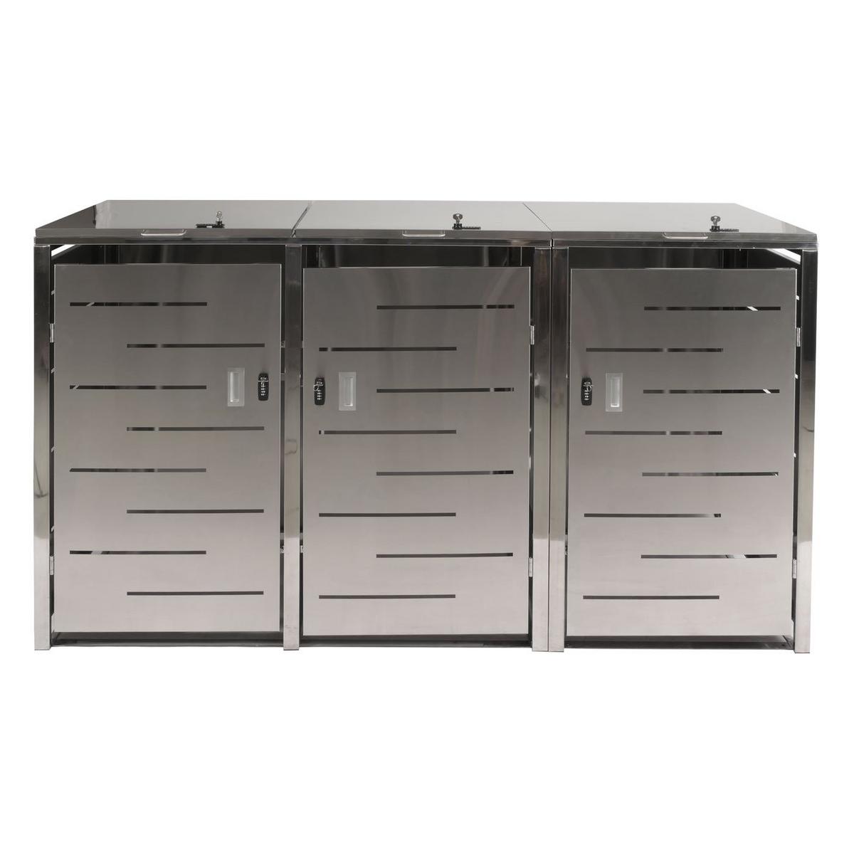 3ER-MÜLLTONNENVERKLEIDUNG Silber - Silberfarben, Metall (197/116/80cm) - MCW