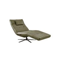 RELAXLIEGE LETICIA Grün Leder Drehbar (360°), Relaxfunktion - Schwarz/Olivgrün, Leder/Metall (82/115/156cm) - KAWOLA