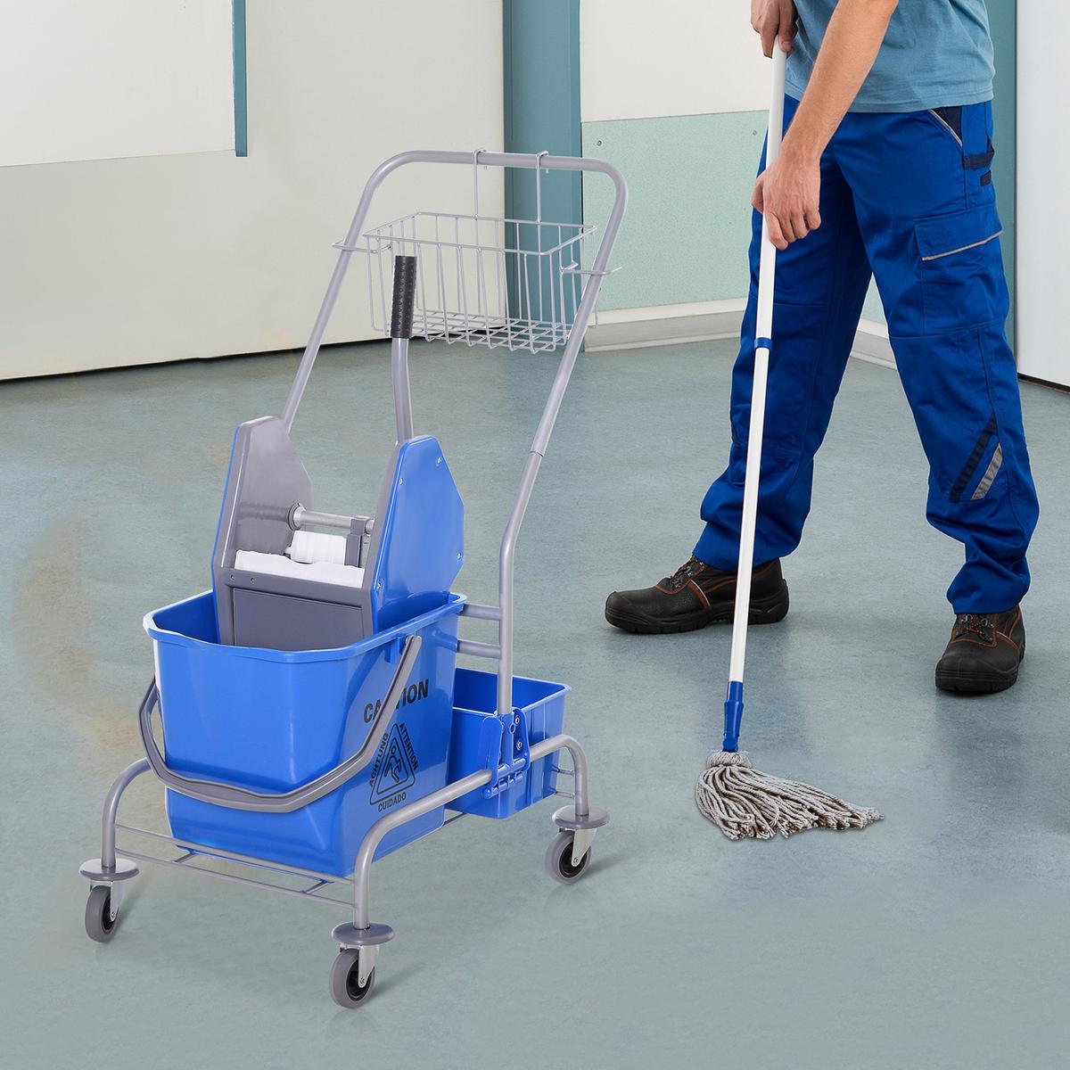 PUTZWAGEN Kunststoff Metall Blau - Blau, Kunststoff/Metall (49.5/95/72cm) - HOMCOM