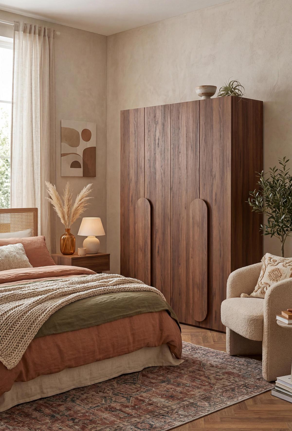FALTTÜRENSCHRANK Omodeo 170 cm breit in Warmia-Nussbaum – mit WingLine-Falttüren - Walnussfarben, Holzwerkstoff (170/240/58cm) - AX Living