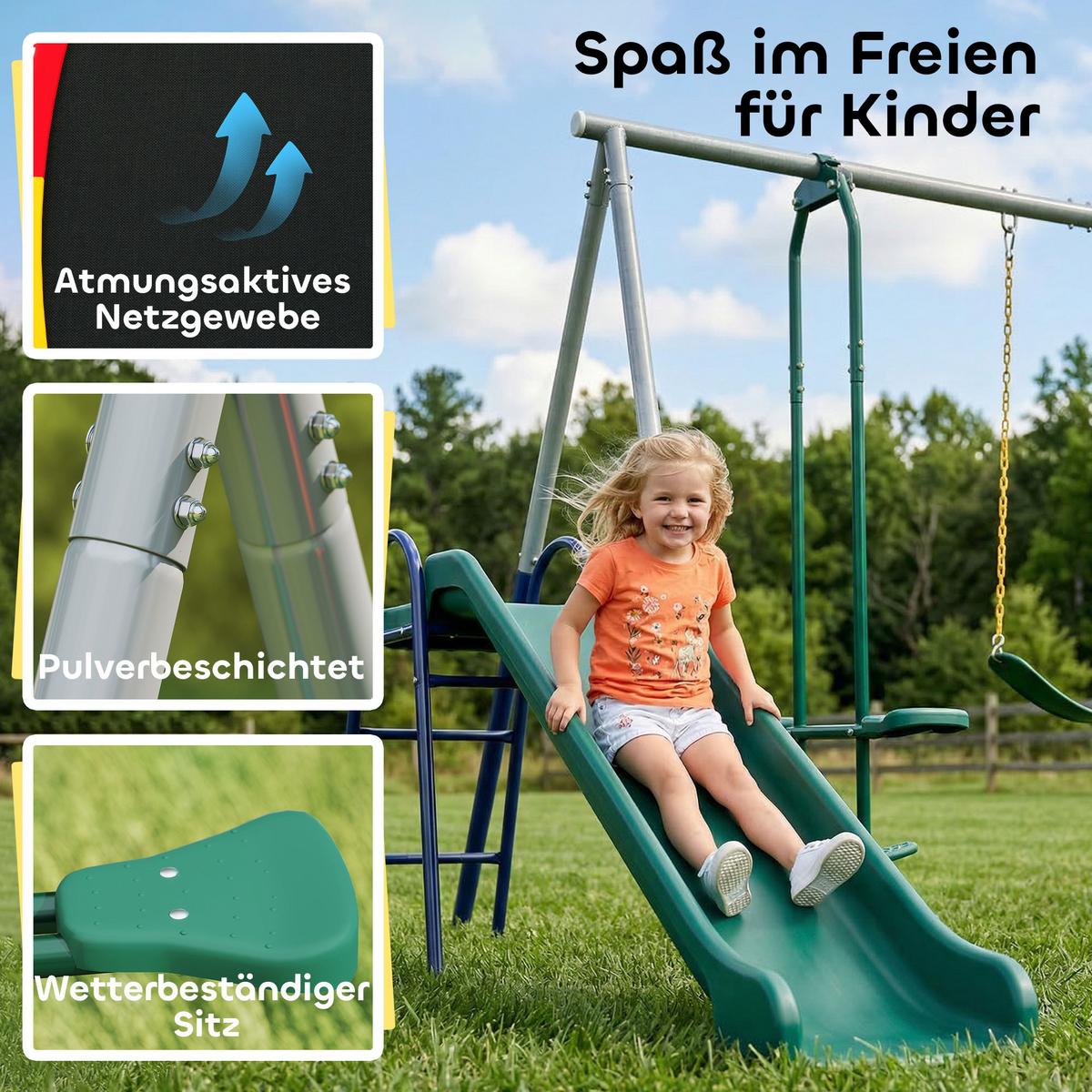 SCHAUKELGESTELL Stahl HDPE Mehrfarbig - Multicolor, Metall (196/203/382cm) - AIYAPLAY
