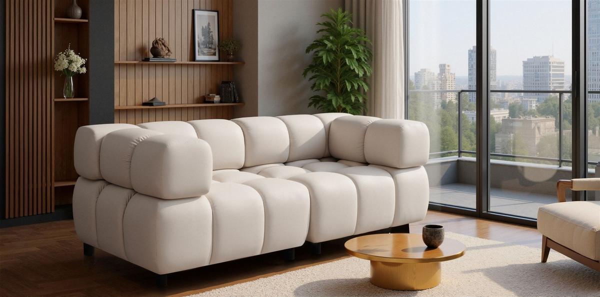 SOFA 2-sitzer Flow - Creme, Holzwerkstoff/Textil (192/71/96cm) - Fun Möbel