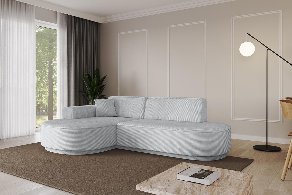 ECKSOFA Ottomane Links MARI-L1-v3 - 243x171x83 cm Grau Cord - Schwarz/Grau, Holzwerkstoff/Kunststoff (243/171cm) - ALTDECOR