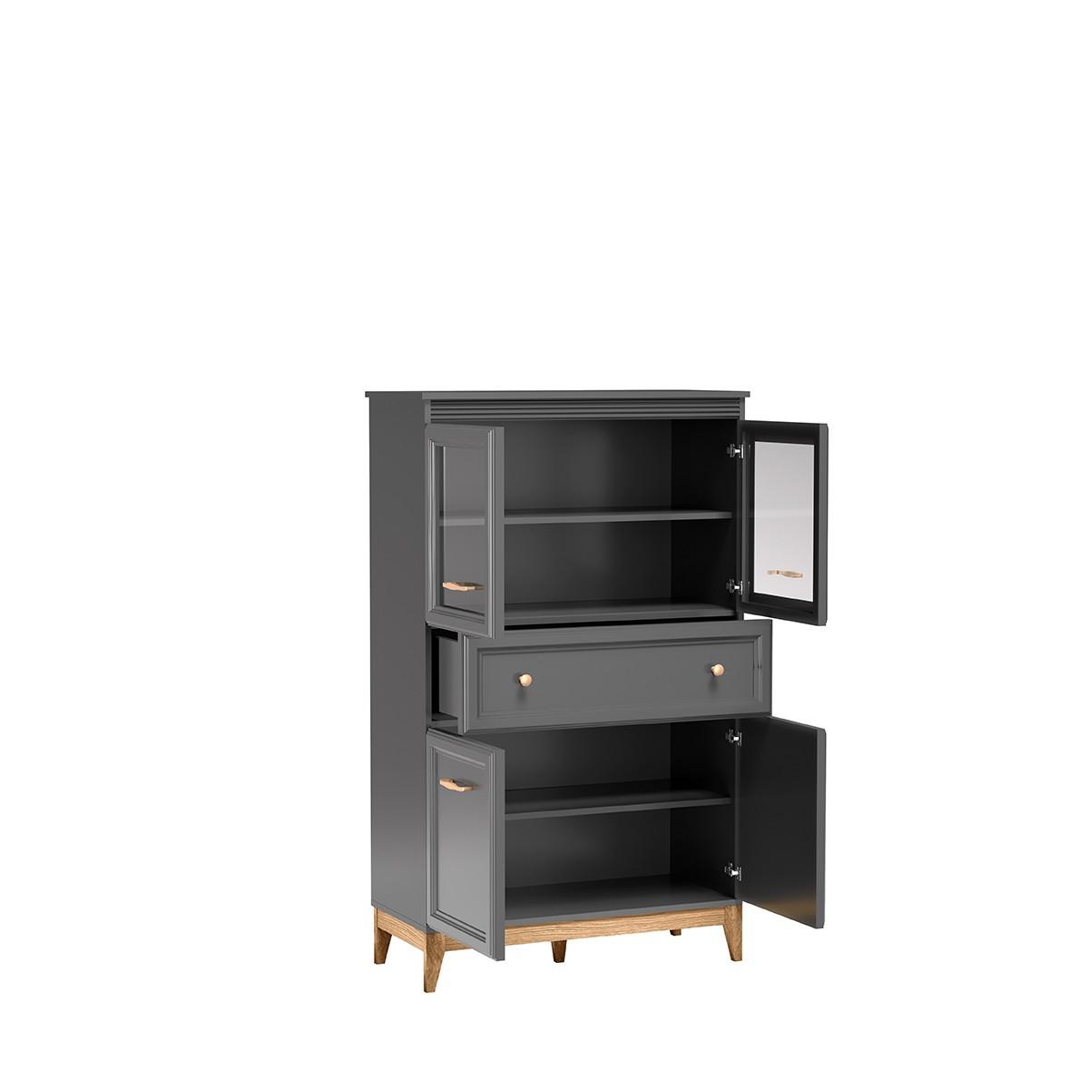 VITRINE SUOLO 150,5 / 92 cm in Grau - Grau, Holzwerkstoff (92/150.5/40.5cm) - MASSENO