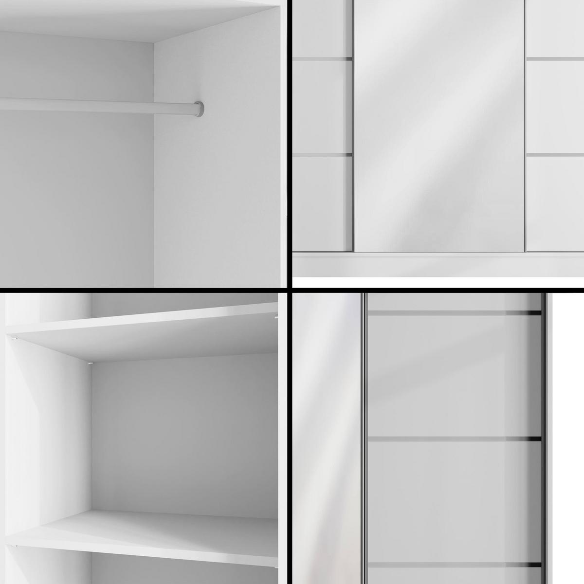 KLEIDERSCHRANK PAOKI - 250 cm - Weiß - Weiß, Holzwerkstoff (250/215/61cm) - ALTDECOR