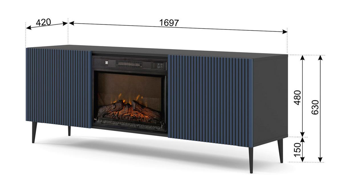 KOMMODE Schwarz, Marineblau 170/63/42 - Schwarz, Holzwerkstoff (170/63/42cm) - RAUMHIRSCH FURNITURE