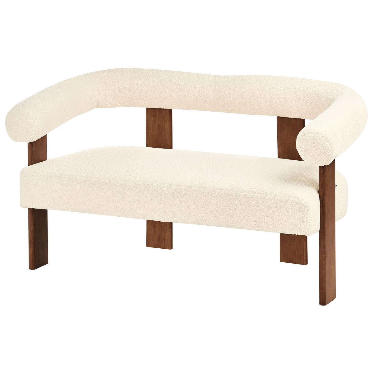 2-SITZER-SOFA Bouclé Cremeweiß/Dunkelbraun Ilbro - Creme, Textil (138/76/68cm) - Beliani