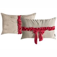 DEKOKISSEN 2er-Set Taupe 50/30 cm Belle - Taupe, Textil (50/30cm) - Beliani
