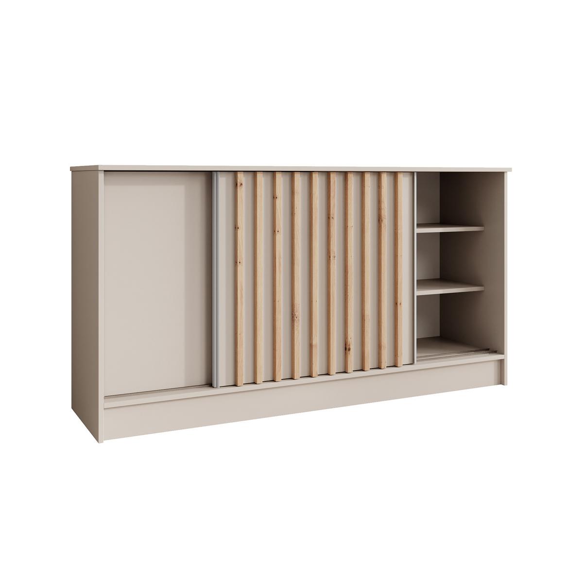 KOMMODE Horizon mit 2 Schiebetüren, Kaschmir+eiche Artisan, 160 cm - Kaschmir, Holzwerkstoff (161/85/43.5cm) - Beautysofa