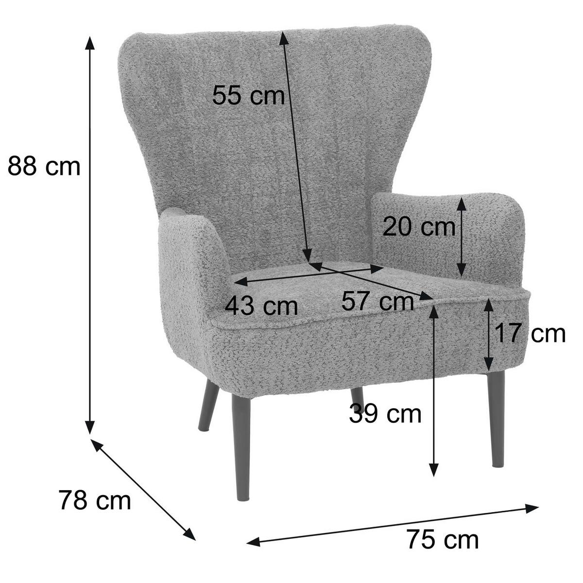 LOUNGE-SESSEL Hellgrau - Hellgrau, Textil (75/80/78cm) - MCW