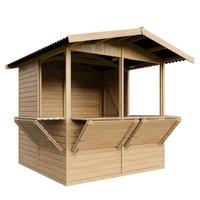 VERKAUFSSTAND aus Holz 4 m², zerlegbarer Marktstand mit 4 Verkaufsfenstern für Märkte, Messen und Events - Naturfarben, Holz (253/232/263cm) - Timbela