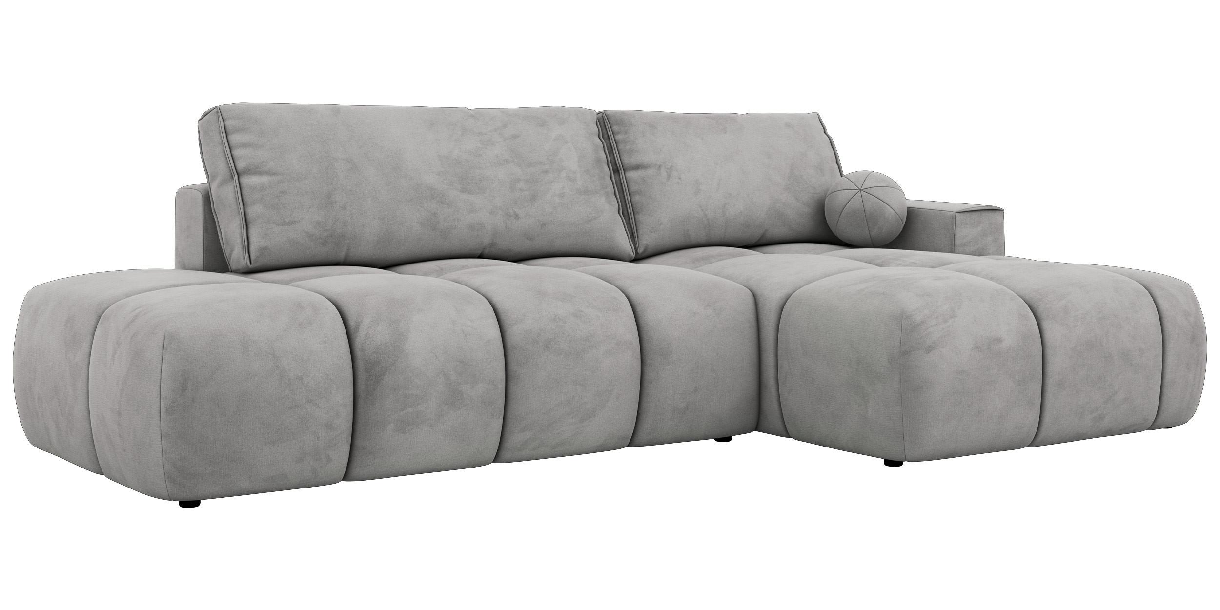 ECKSOFA LORAN L Hellgrau Velvet - Rechts - Hellgrau/Schwarz, Kunststoff/Textil (292/170cm) - MKS