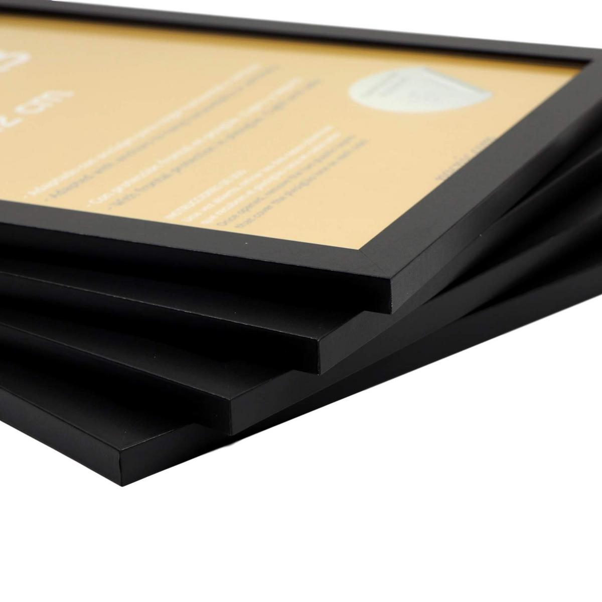 RAHMEN Set mit 4 aus MDF und Acrylglas Schutz und Aussteller für Fotografien, Bilder, Poster, Gemälde, Dekoration für Haus Farbe Schwarz A3 - Schwarz, Holz (29.7/3cm) - Nacnic
