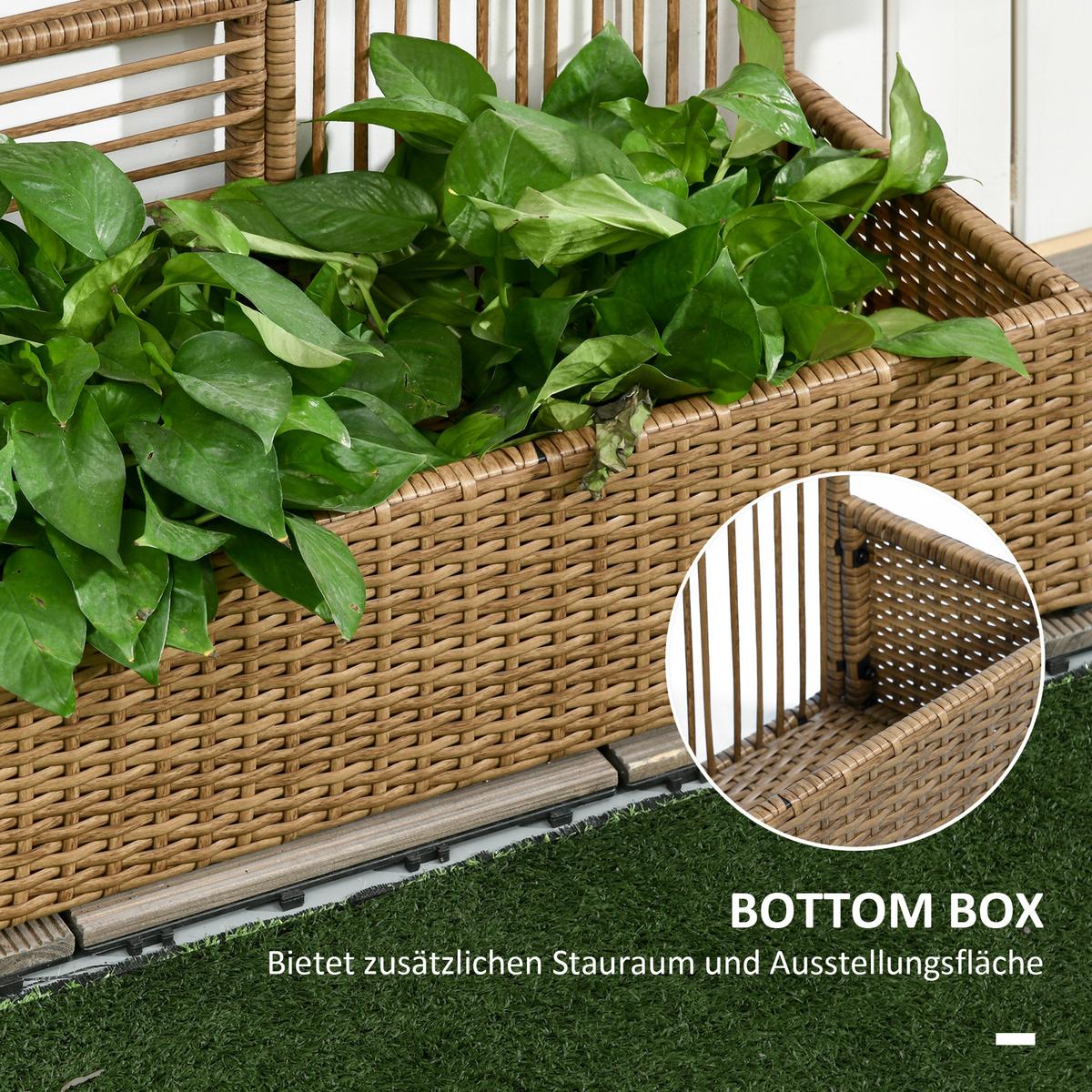 POLYRATTAN Hochbeet, Pflanzenkasten - Sandfarben, Metall (29/103/103cm) - Outsunny