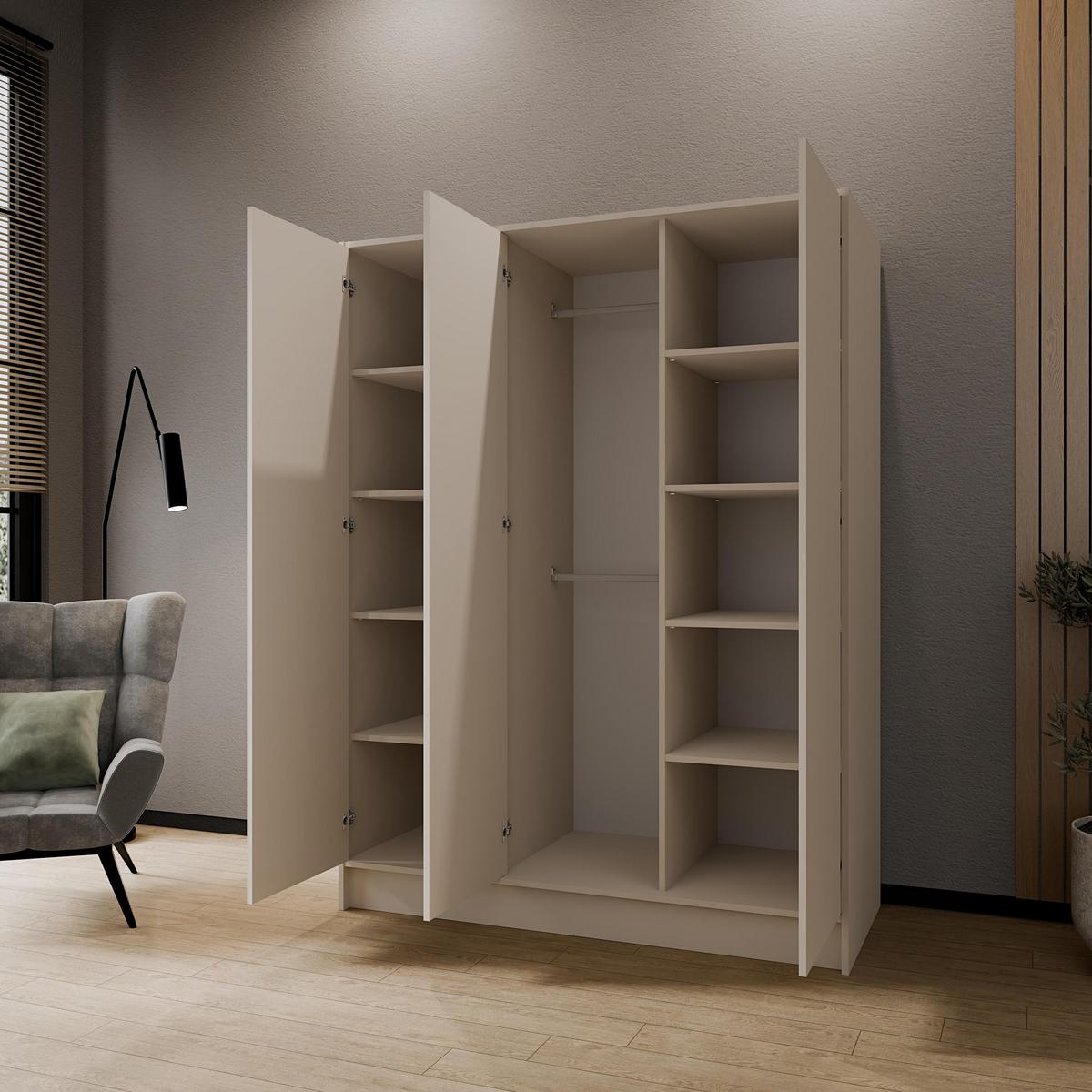 DREHTÜRENSCHRANK VELAR 150/200/51 cm Modern Kleiderschrank 3-türig Kaschmir - Kaschmir, Holzwerkstoff (150/200/51cm) - MASSENO