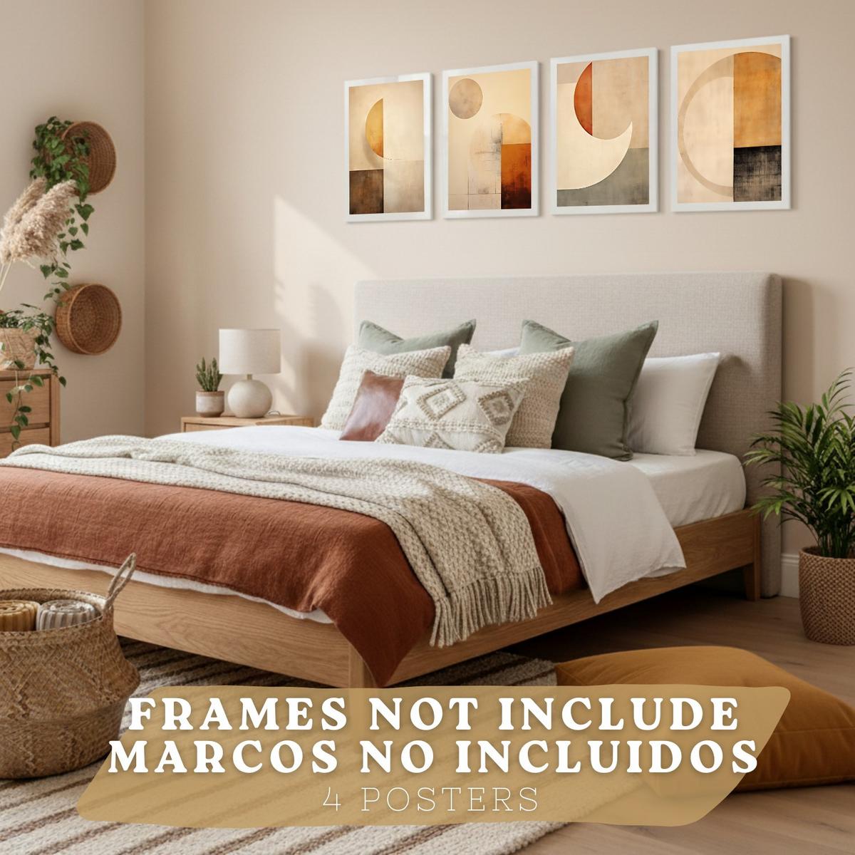 POSTER Set of 2 Beige Abstract Shape Wall Art Modern Living Room Bedroom Kitchen Bathroom Decor Rahmenlos A3 - Klar, Papier (29.7/1/42cm) - Nacnic