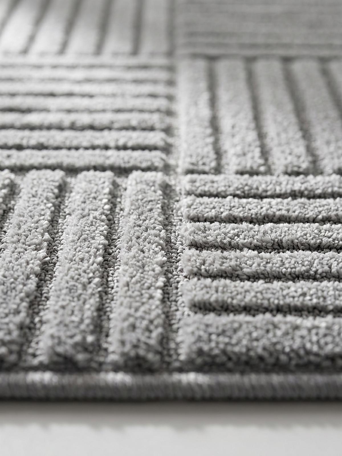 TEPPICH Hochflor RIGI in Silber, mit Cord-Streifen-Patchwork, Ø 80 cm - Silberfarben, Textil (80/80cm) - KADIMA DESIGN