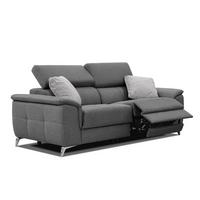 SOFA PLAUEN 3-Sitzer mit 2 Relaxfunktionen, dunkelgrau - Dunkelgrau/Silberfarben, Holzwerkstoff/Textil (214/83/105cm) - Wozimo
