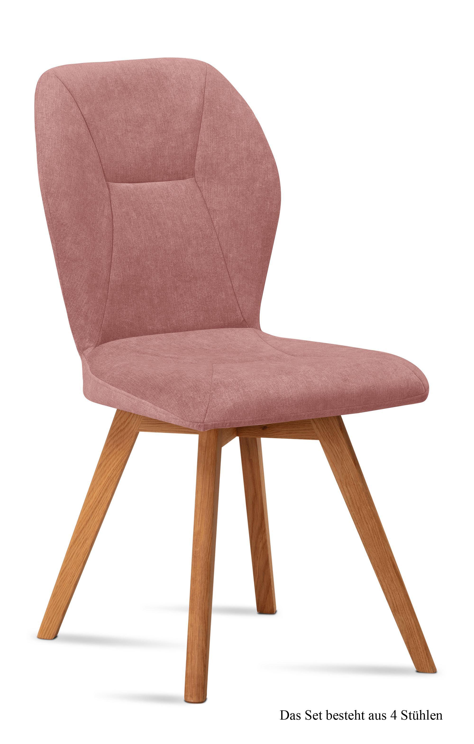 ESSZIMMERSTUHL (4er-Set) Donia 51x92x60 Eiche geölt/Rosewood - Eichefarben/Dunkelrosa, Kunststoff (60/92/51cm) - 58aufmkessel